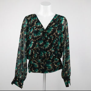 White House Black Market Womens Blouse Size:4 Green Black